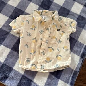 Kids Lemon Print Button Down Shirt